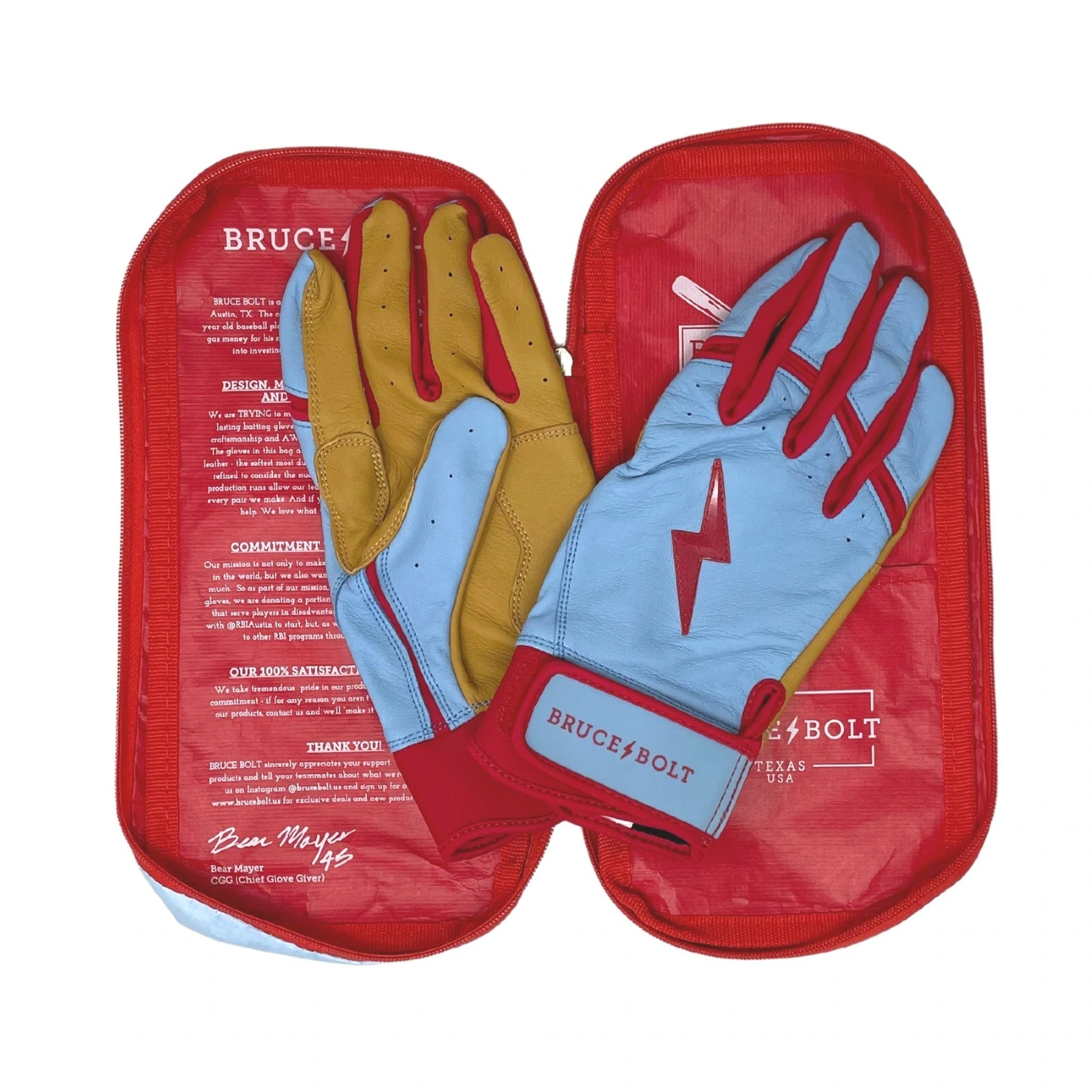 Bruce Bolt β BADER Series Youth Short Cuff Batting Gloves | BABY BLUE 4 Bruce Bolt β BADER Series Youth Short Cuff Batting Gloves | BABY BLUE - Image 2