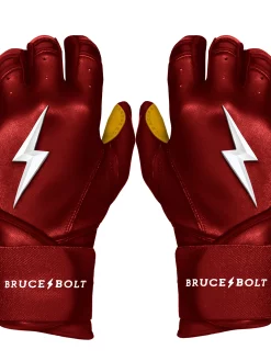 Bruce Bolt Batting Gloves – PREMIUM PRO Youth Long Cuff -Baseballism shop Long Cuff Maroon 1