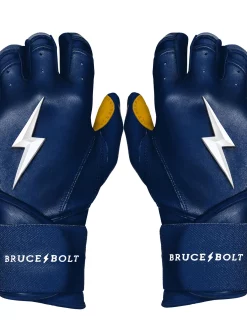 Bruce Bolt Batting Gloves – PREMIUM PRO Youth Long Cuff -Baseballism shop Long Cuff Navy 1