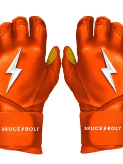 Bruce Bolt Batting Gloves – PREMIUM PRO Youth Long Cuff -Baseballism shop Long Cuff Orange 1