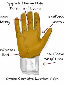 Bruce Bolt – BADER Series Youth Long Cuff Batting Gloves | BABY BLUE -Baseballism shop Long Cuff White 3 1 1