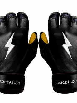 Bruce Bolt – PREMIUM PRO Adult Short Cuff Batting Gloves -Baseballism shop Short Cuff Black 1 1