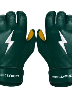 Bruce Bolt – PREMIUM PRO Youth Short Cuff Batting Gloves -Baseballism shop Short Cuff Green 1