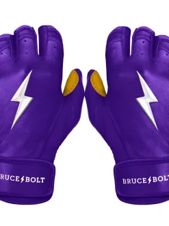Bruce Bolt – PREMIUM PRO Youth Short Cuff Batting Gloves -Baseballism shop Short Cuff Purple 1