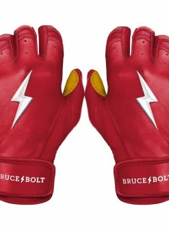 Bruce Bolt – PREMIUM PRO Youth Short Cuff Batting Gloves -Baseballism shop Short Cuff Red 1
