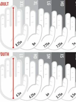 Franklin CFX Pro Chrome Batting Gloves – Adult – Black -Baseballism shop Sizing Chart