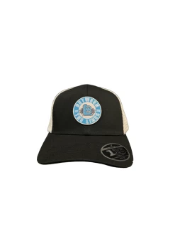 Between The Lines Black/White Trucker Hat Palm Badge -Baseballism shop between the lines between the lines black white tr 2