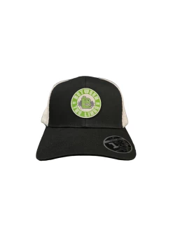 Between The Lines Black/White Trucker Hat Palm Badge -Baseballism shop between the lines between the lines black white tr 4