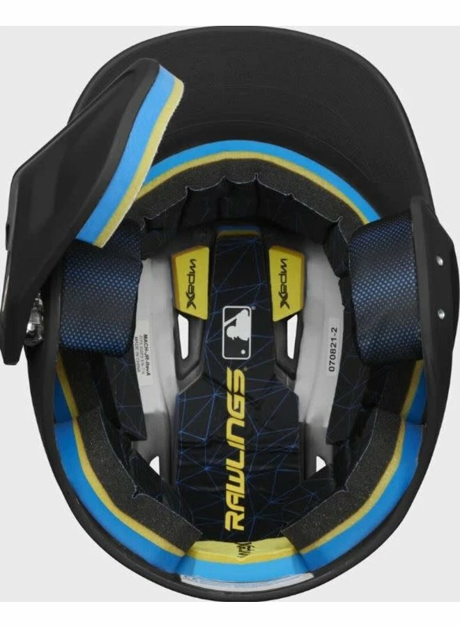 Rawlings MACH One-Tone Matte Helmet W/Adjustable Face Guard - LHB Matte Black 6 Rawlings MACH One-Tone Matte Helmet W/Adjustable Face Guard - LHB Matte Black - Image 4